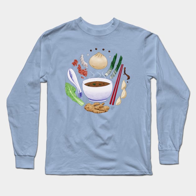 Dumpling Lover Long Sleeve T-Shirt by SarahWrightArt